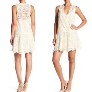 Free People Heart in Two lace mini dress with slip ivory M